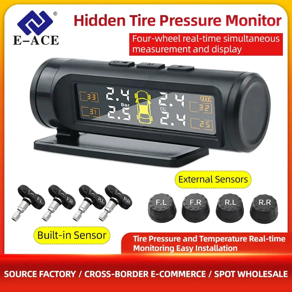 Acceo TPMS Car Tire Pressure Monitoring System 4 Sensors Wireless Real-Time Pressure & Temperature Safety Alarm Monitor from PriceLows™