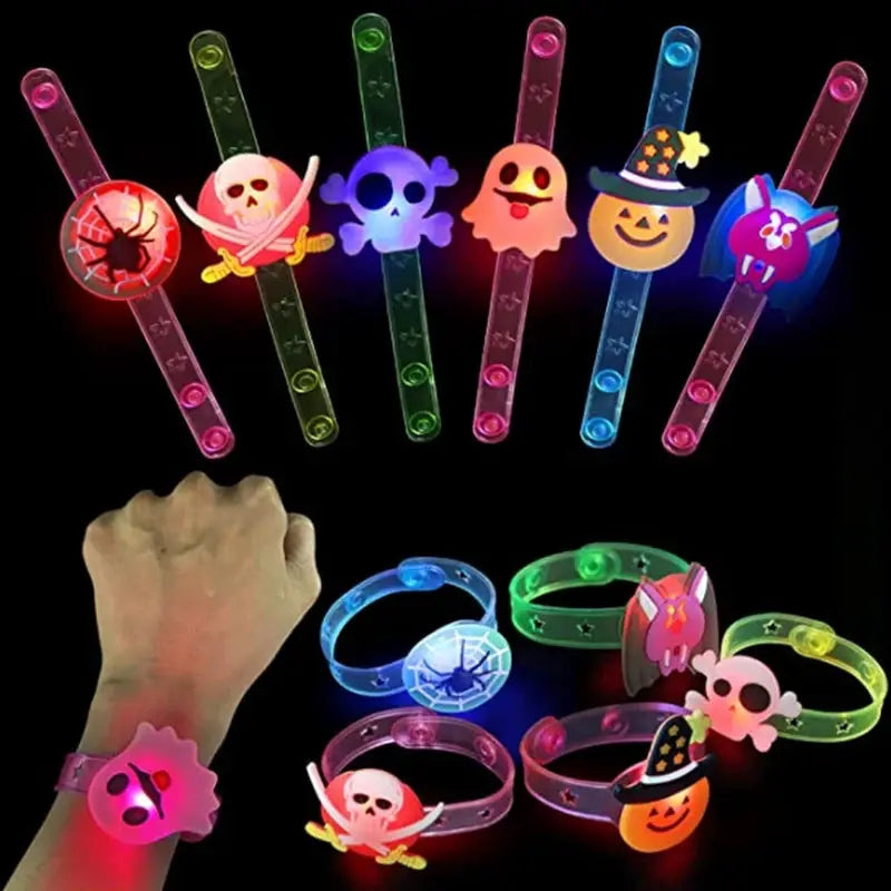Halloween Glow Bracelets | Pumpkin Ghost Style | Soft Plastic | One Size