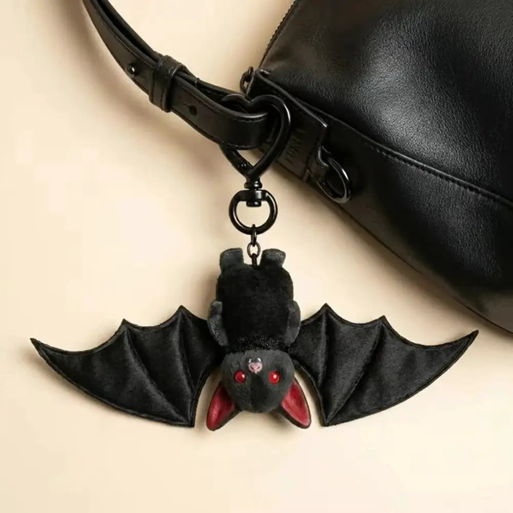 Plush Bat Keychain | Gothic Black Design | Halloween Bag Charm | Unisex