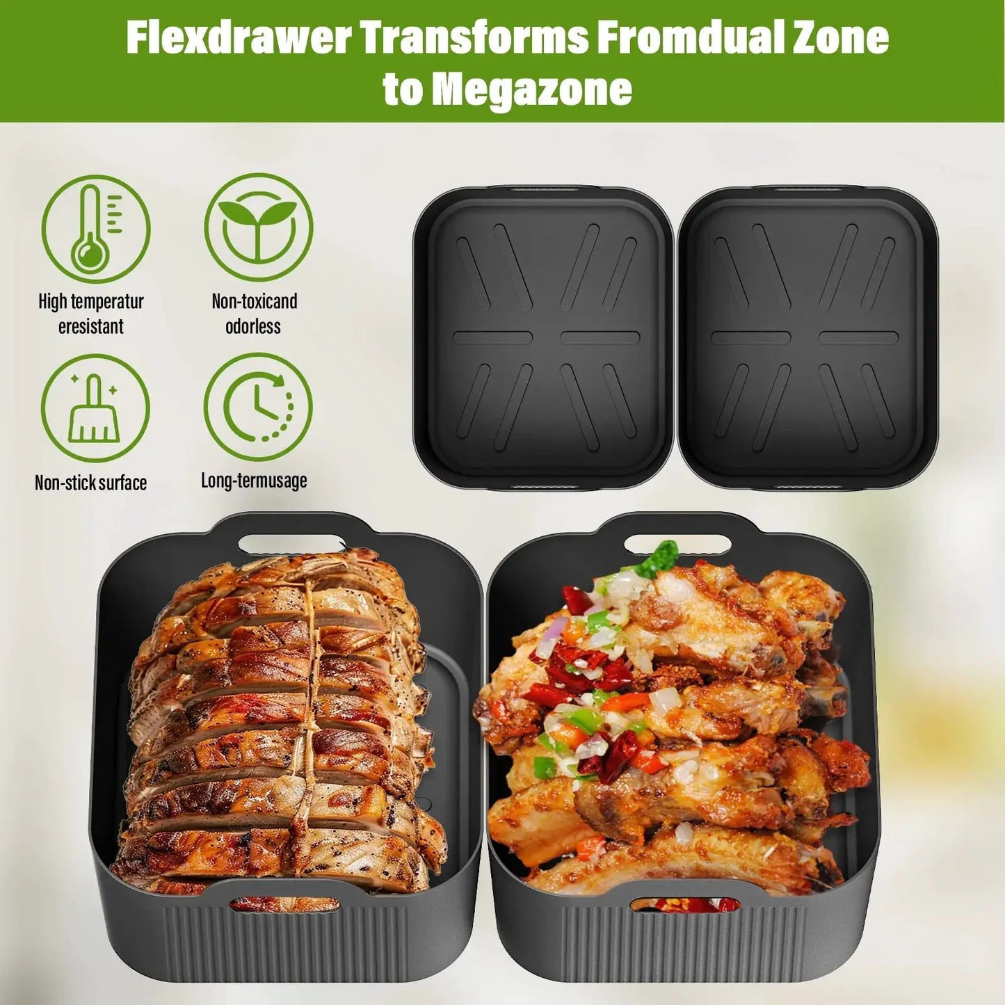 Air Fryer Tray Silicone Mold | 3 Piece Set | Ninja AF500 Compatible