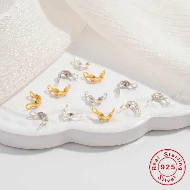 S925 Sterling Silver Bead Caps | End Crimps For Bracelet Necklace Diy Jewelry Making
