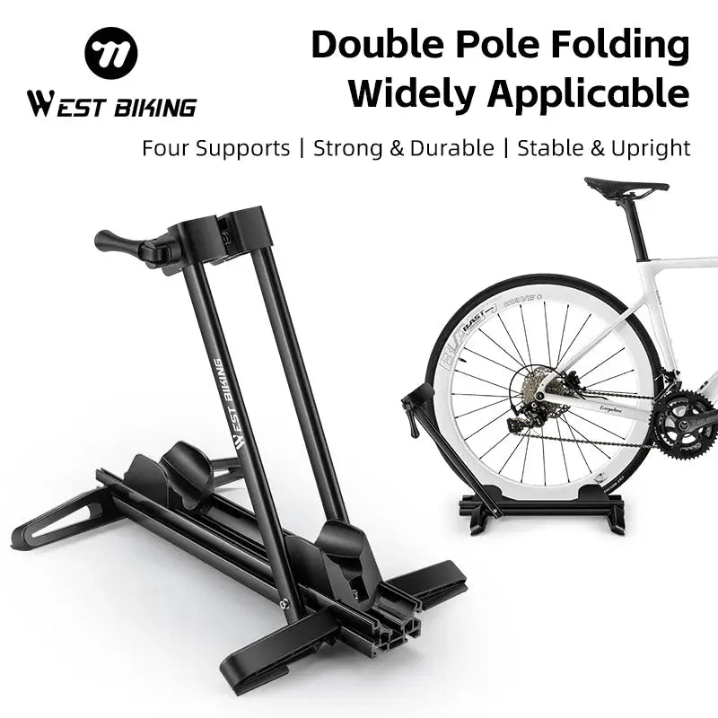 WEST BIKING Double Pole Bicycle Parking Stand Foldable Indoor Bicycle Rack for 24-29Inch MTB/700C Road Bike Cycling Accessories from PriceLows™