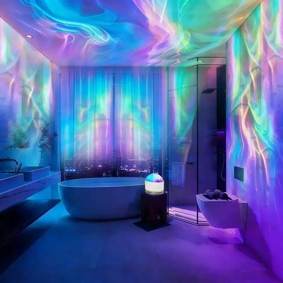 Ocean Wave & 3D Water Ripple Projector Light, 16-Color Round Mood Lamp LED Night Light for Relaxation & Romantic Ambience from PriceLows™