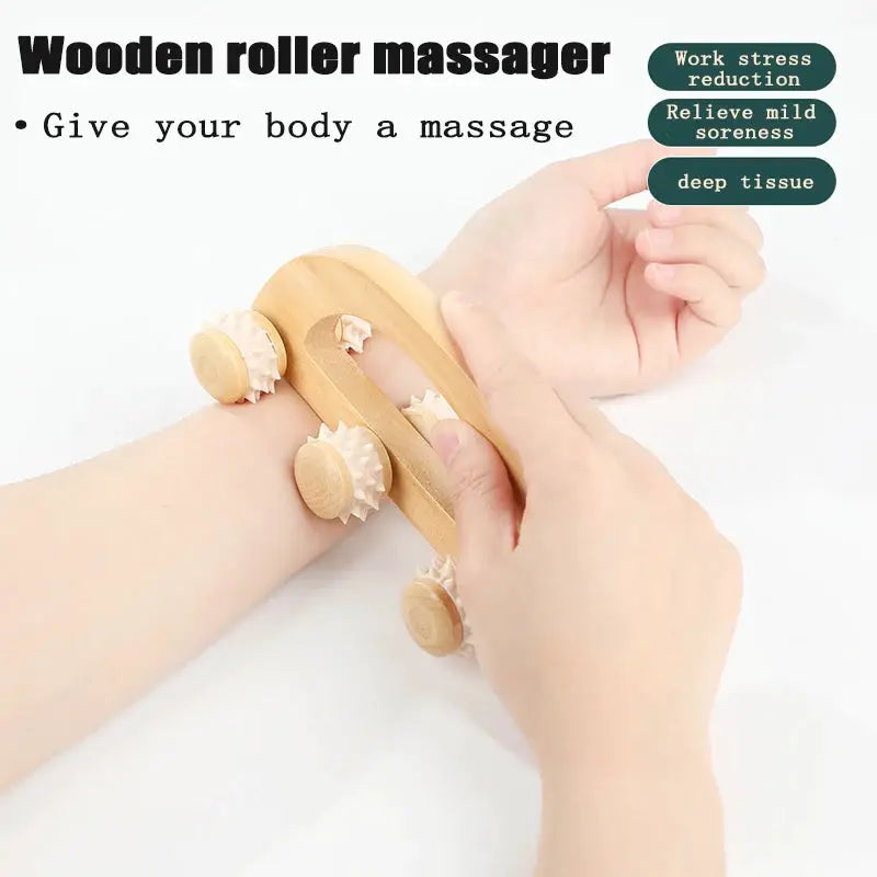 Wooden Body Roller | Manual Massager | Neck Back Legs Face