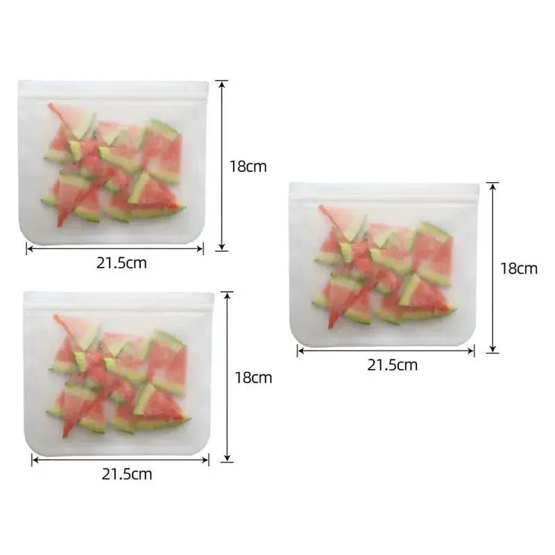Silicone Food Storage Bags | Stand Up Zip | Leakproof Reusable | 1/2/3/4 Pcs