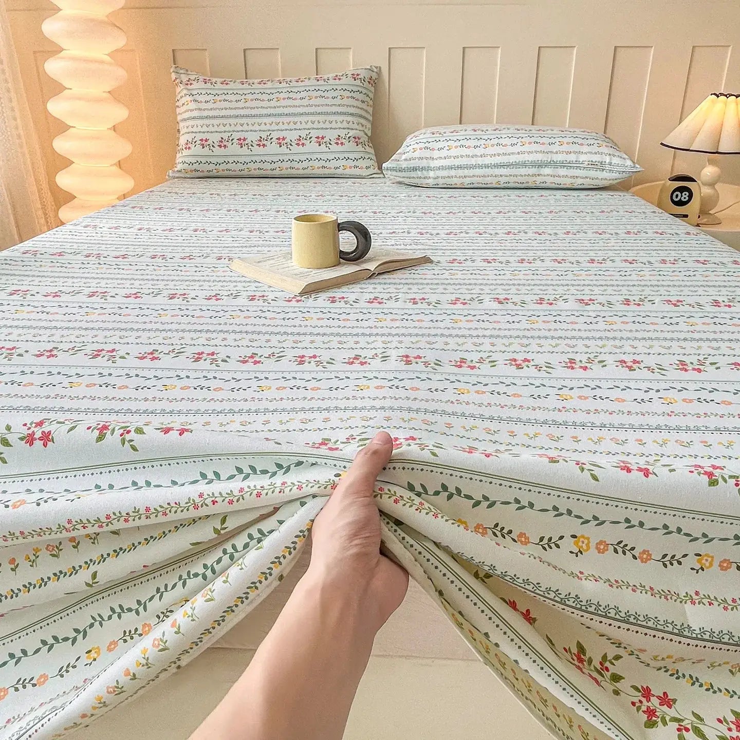 100% Cotton Coarse Weave Flat Sheet, Floral Striped Print Bed Sheet, Breathable Durable All Season Bedding for Kids & Adults from PriceLows™