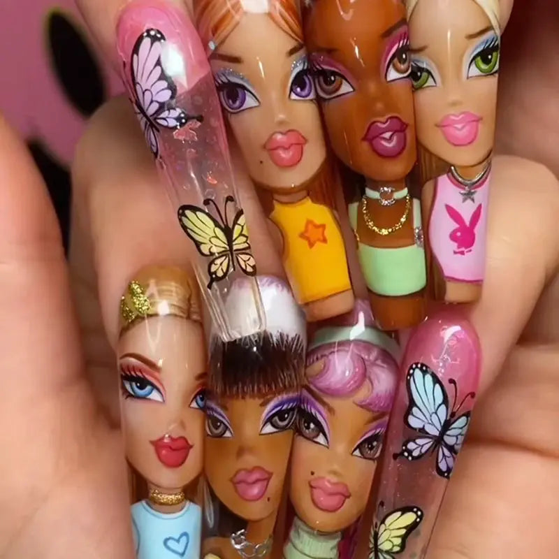 1Pc 3D Doll Design Nail Stickers Self Adhesive Transfer Sliders Decals Manicure Tip Wraps Foil Nails DIY Decoration from PriceLows™