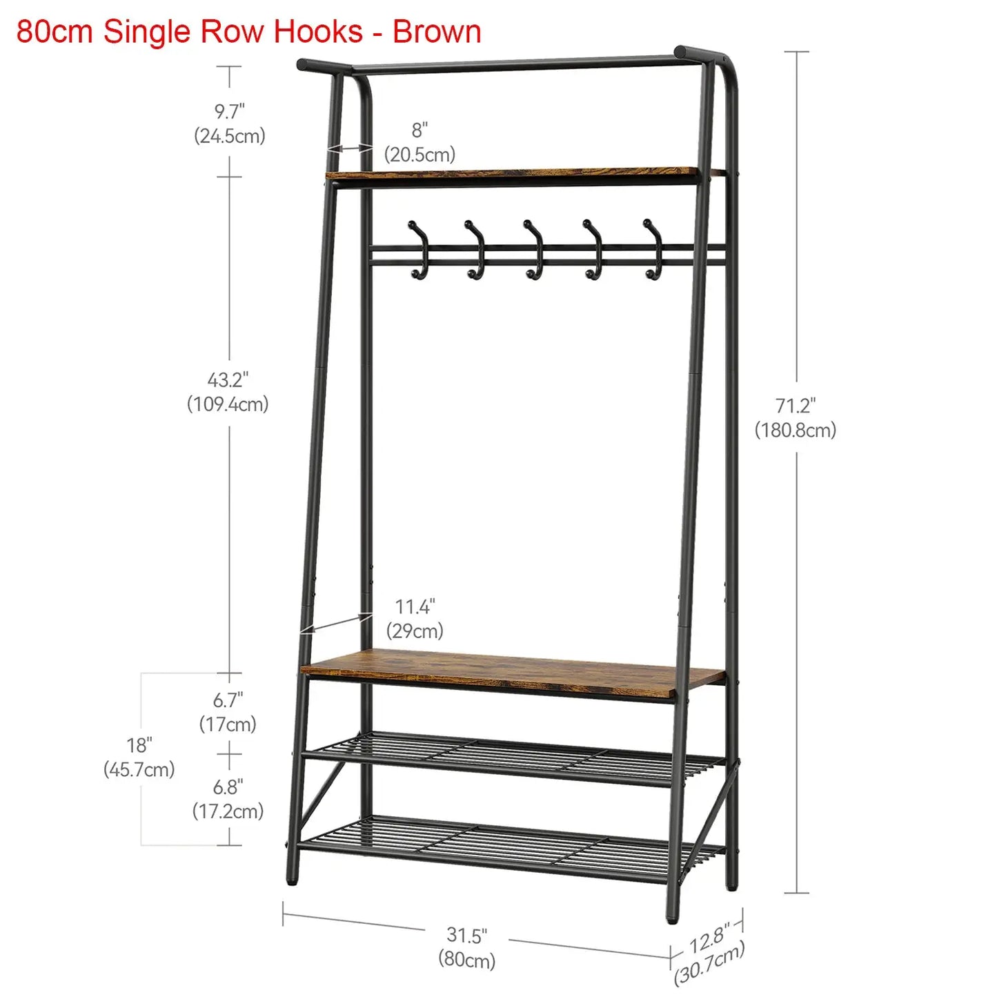 Coat Rack Shoe Bench, 4-in-1 Hall Trees Entryway Bench with Coat Rack and Shoe Rack, Steel Frame Storage Shelf and Hanging Bar from PriceLows™