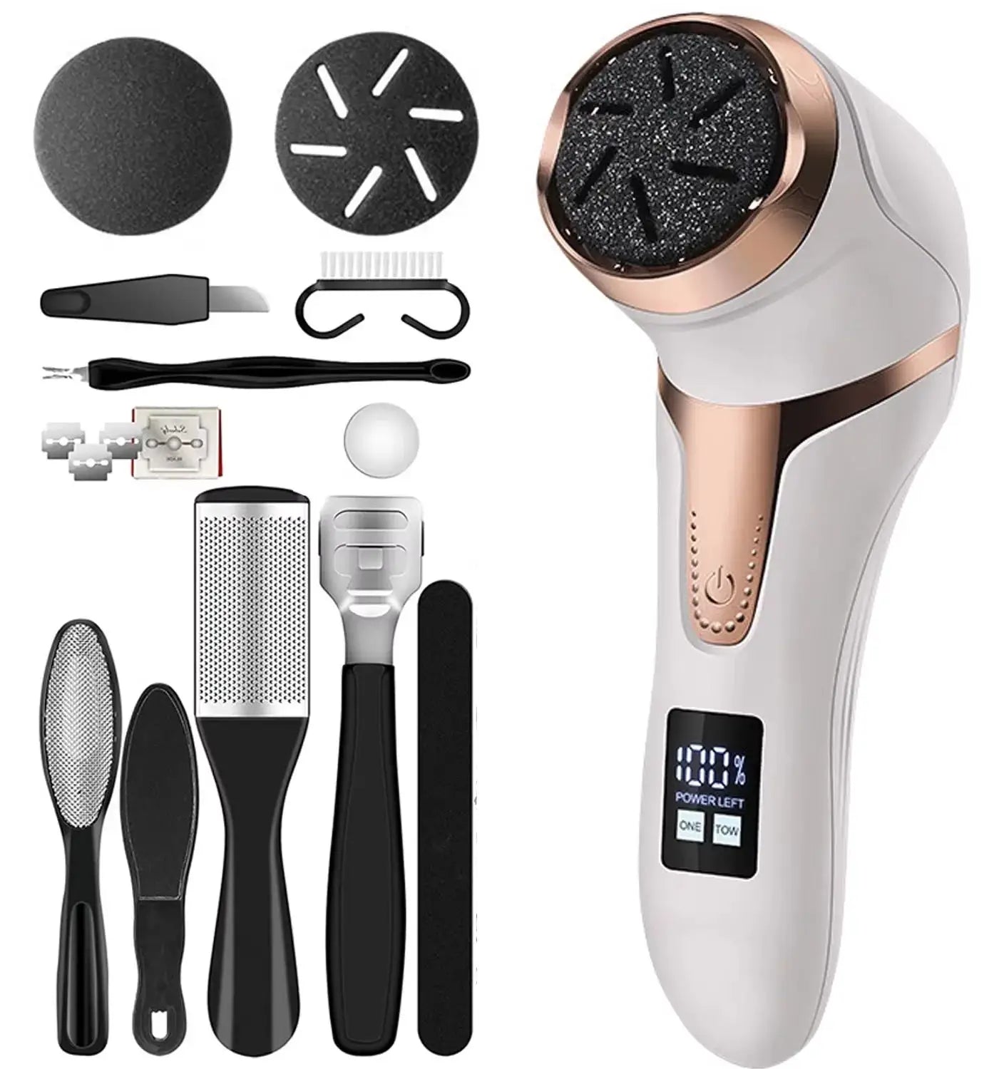 Rechargeable Electric Foot Rasp Electric Pedicure Foot Sander IPX7 Waterproof 3 Grinding Heads to Eliminate Feet Dead Skin from PriceLows™