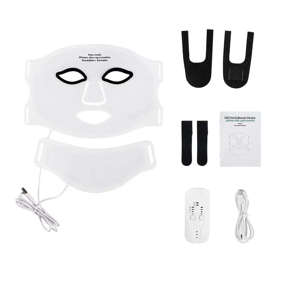 Silicone LED Mask Face With Neck 7 Colors LED Photon Red Light Infrared Therapy Flexible Facial Mask Repair Skin Wireless Use from PriceLows™