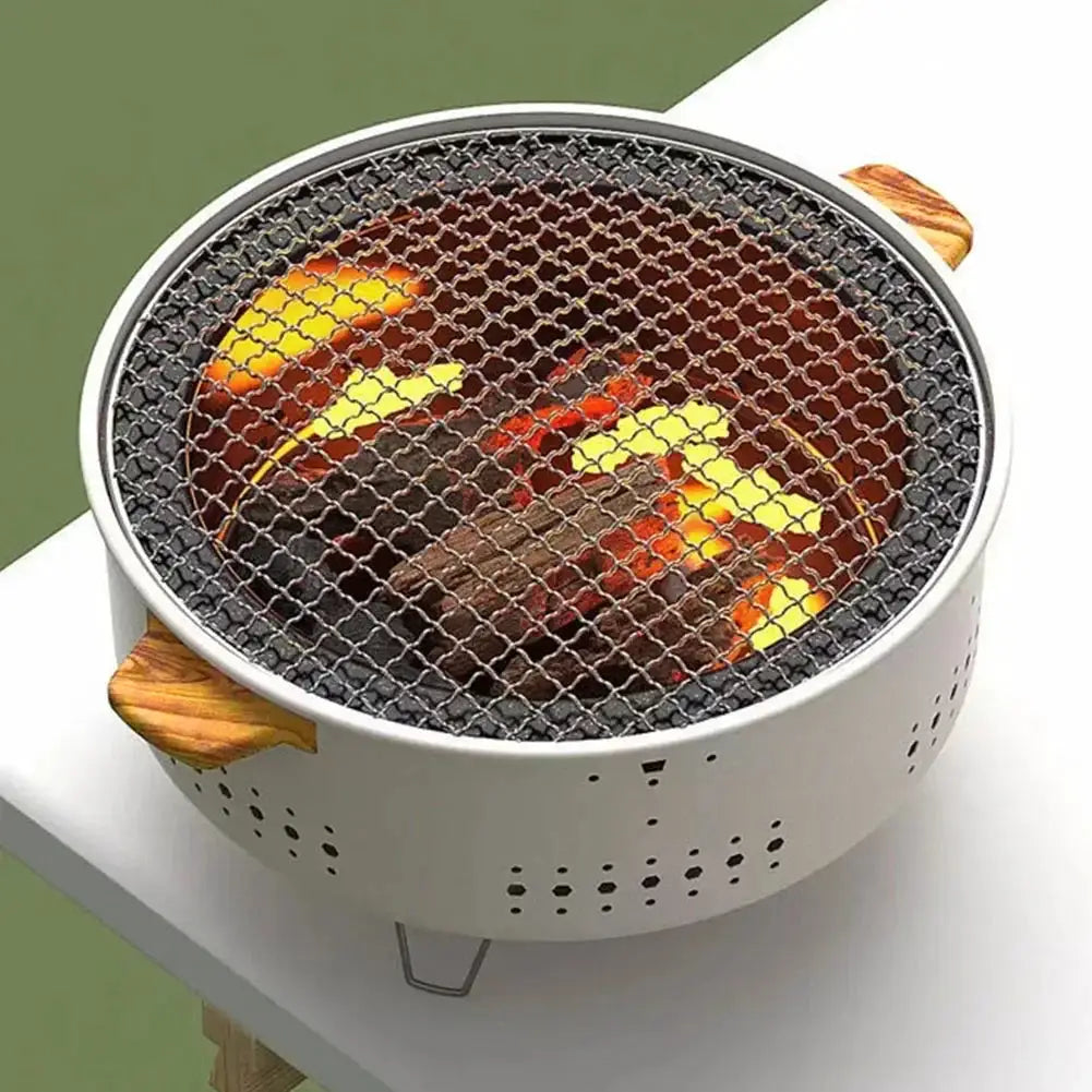 Portable Barbecue Grill Korean Charcoal Stove Stainless Steel Split BBQ Stove Round Non-stick Barbecue Rack For Outdoor Camping from PriceLows™