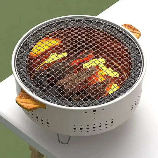 Portable Barbecue Grill Korean Charcoal Stove Stainless Steel Split BBQ Stove Round Non-stick Barbecue Rack For Outdoor Camping from PriceLows™