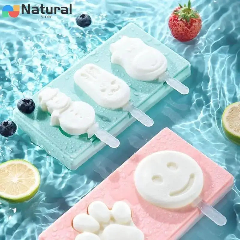 Silicone Ice Cream Mold Diy Cartoon Animal Fruit Popsicle Mould with Lid and Stick Ice Cube Maker Kitchen Tools Accessories from PriceLows™