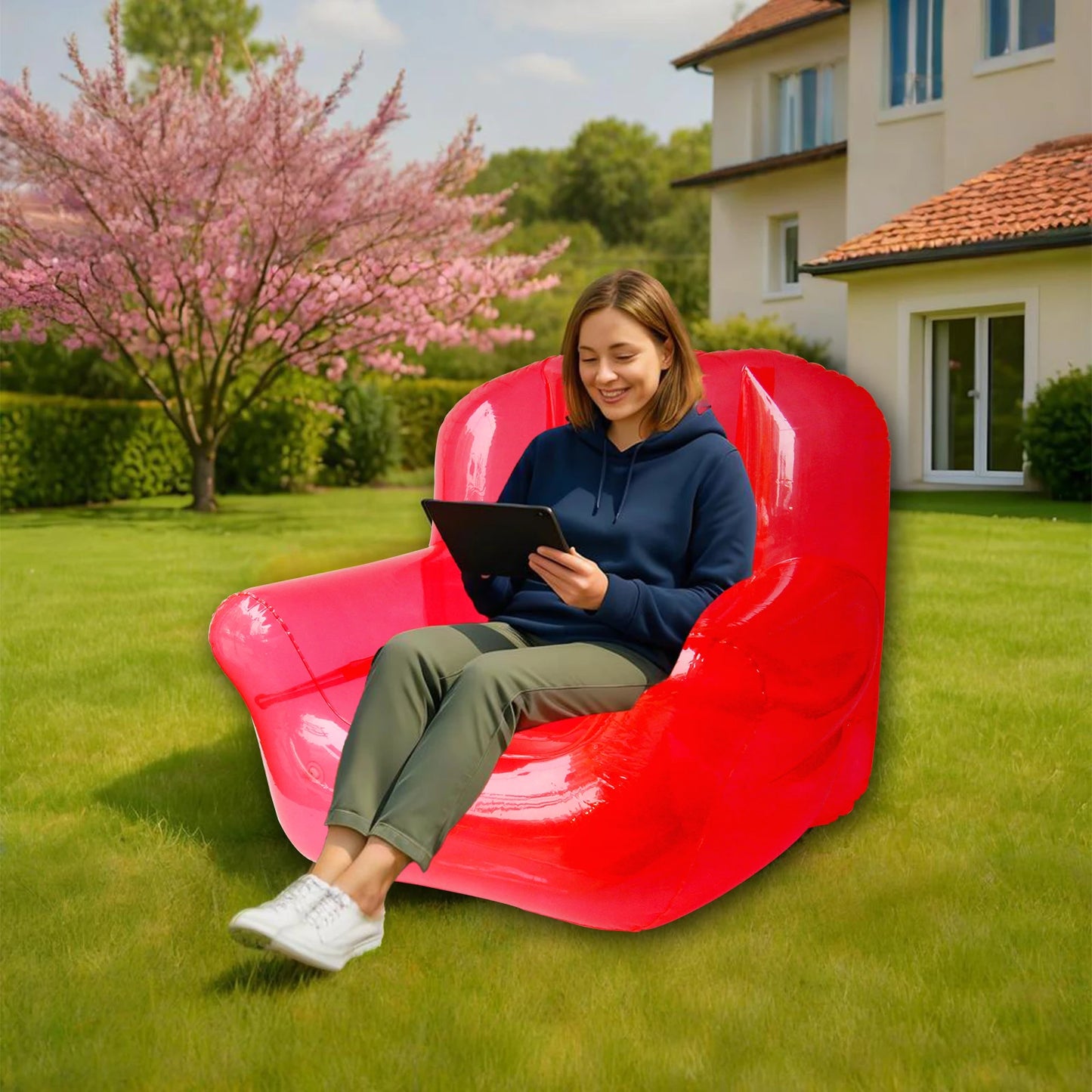 Inflatable Lounge Chair | Transparent PVC Material | Outdoor Use Sofa | Single