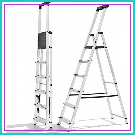 6 Step Ladder, 330lbs Folding Step Stool with Anti-Slip Wide Pedal Handrails, Aluminum Stool Ladders, Safety Household Ladder for Home Kitchen Courtyard Outdoor from PriceLows™