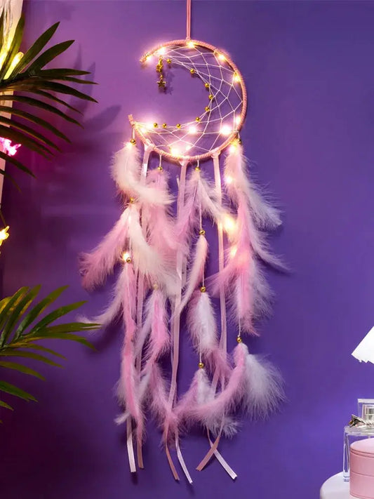 Moon Dream Catcher Feather Wind Chimes Hand-woven Wall Bedroom Hanging Ornaments Birthday Festival Gifts Home Decoration Crafts from PriceLows™