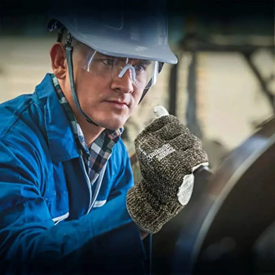 Gardening work gloves: Level 5 cut resistant, aramid suture, cow split leather, black, high dexterity and abrasion resistance, from PriceLows™