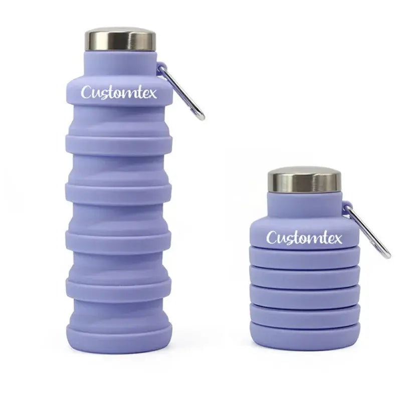 Personalized Round Foldable Water Bottle Custom Text Retractable Silicone Bottle Leakproof Lightweight for Travel Outdoor Sports from PriceLows™