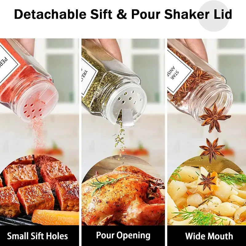 Glass Spice Jars | Bamboo Lids | Clear Glass | 6 12 24 Pcs