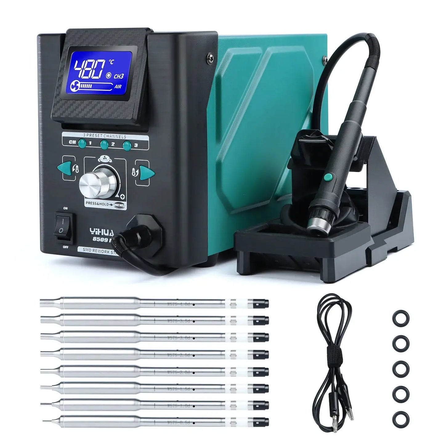 YIHUA 8509-I Micro Hot Air Gun Soldering Station with 0.5/3.5/3/2.5/2 mm Nozzle Temperture Adjustable BGA Rework Station from PriceLows™
