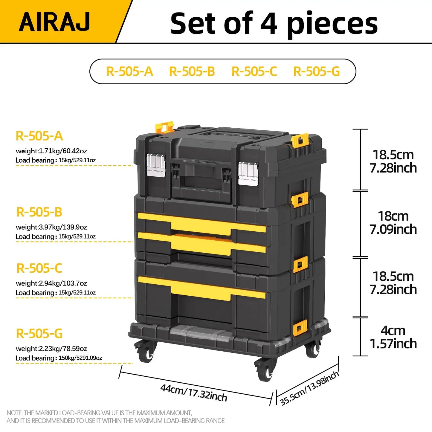 AIRAJ MultiFunctional Tier Stackable Rolling Plastic Portable Folding Tool Storage Box , Suitable for Garage Storage from PriceLows™