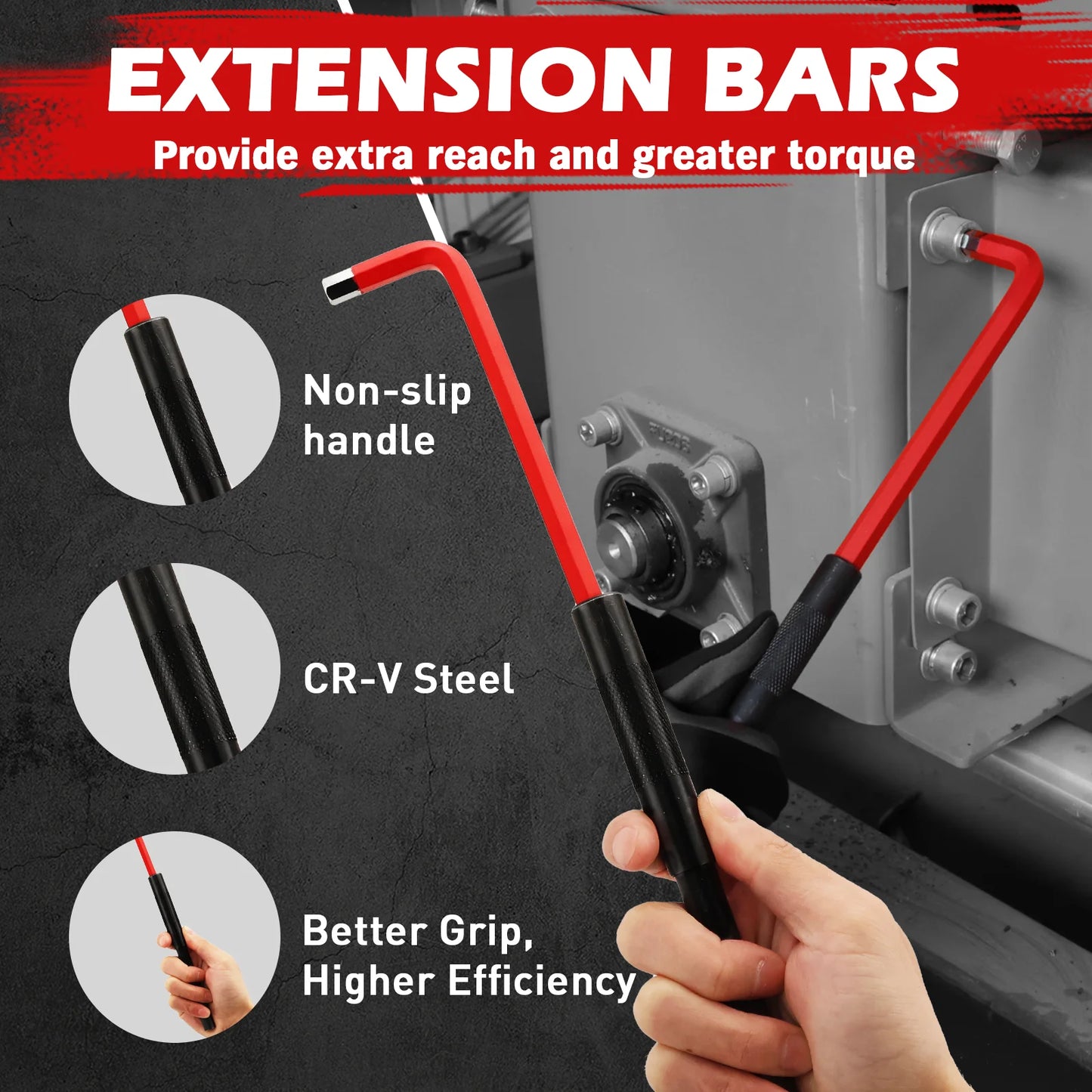 SEDY 30pcs Long Arm Ball End L-Hex & Torx Key Set with Grip Handle Hex Key Wrench Set with T-Handle and Extension Bars from PriceLows™