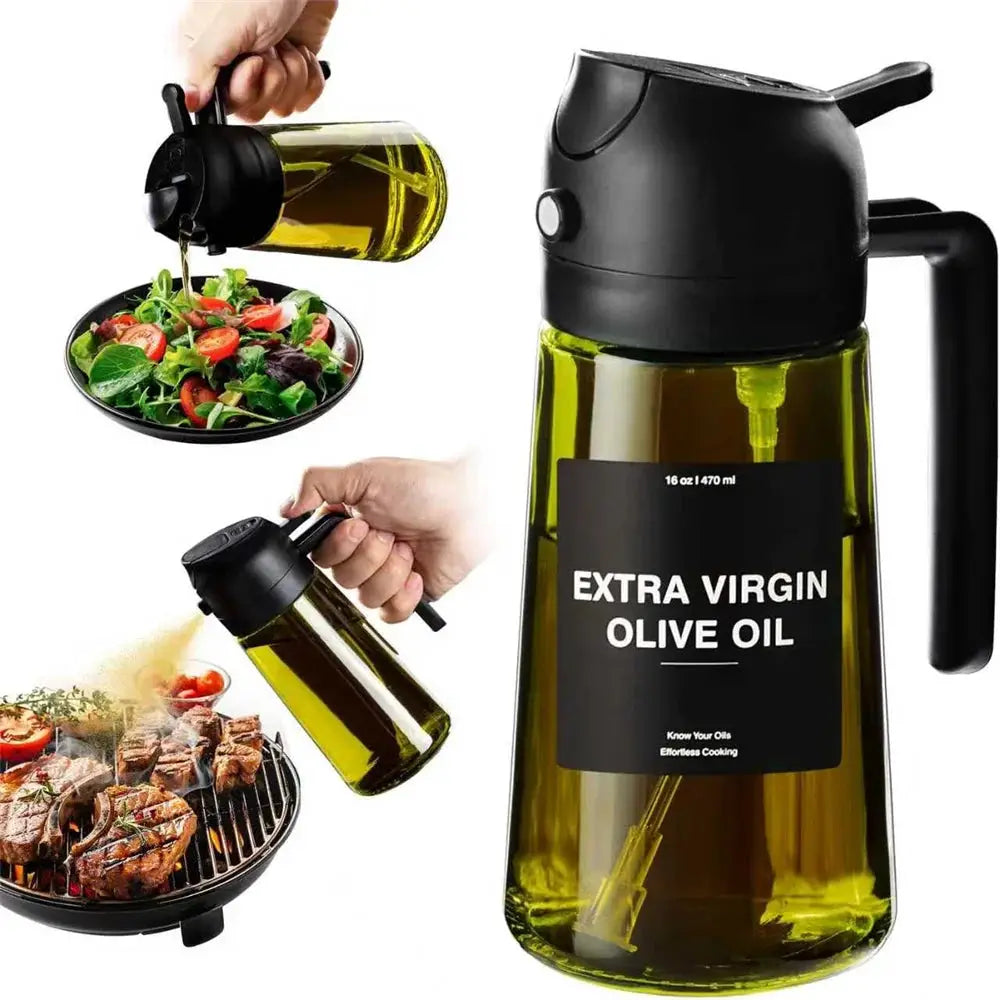 470 ml Oil Sprayer for Cooking,2-in-1 Olive Oil Dispenser and Oil Spray Bottle,Oil Spray with Stickers,Thick Glass Spray Bottle from PriceLows™