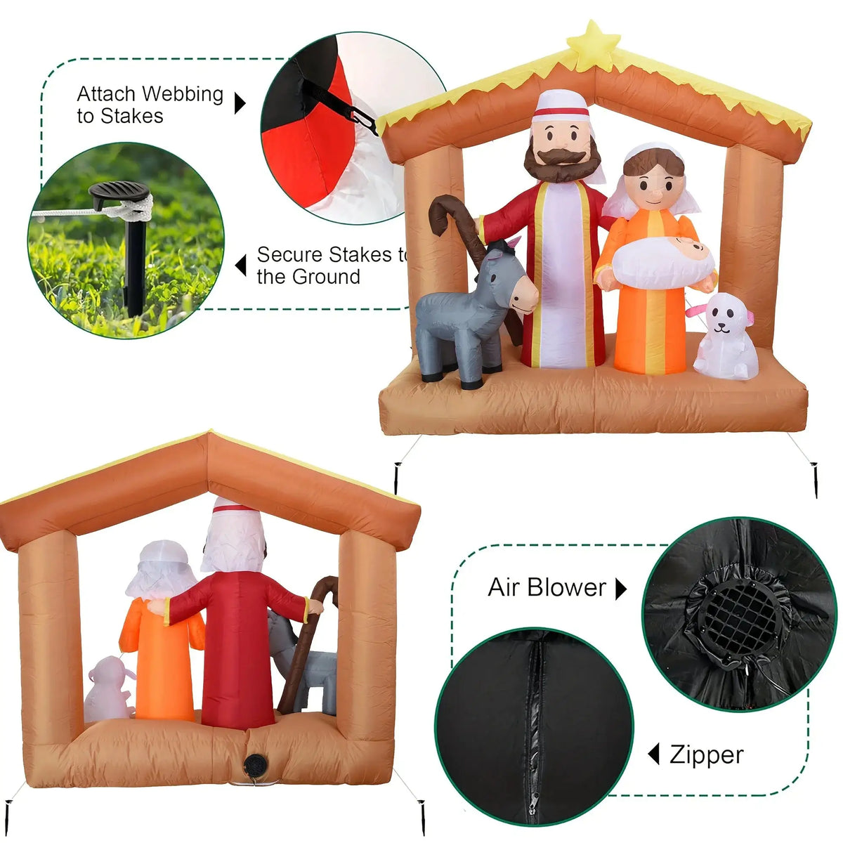 Inflatable Nativity Scene | 6 Ft Height | Led Lights | Garden Yard
