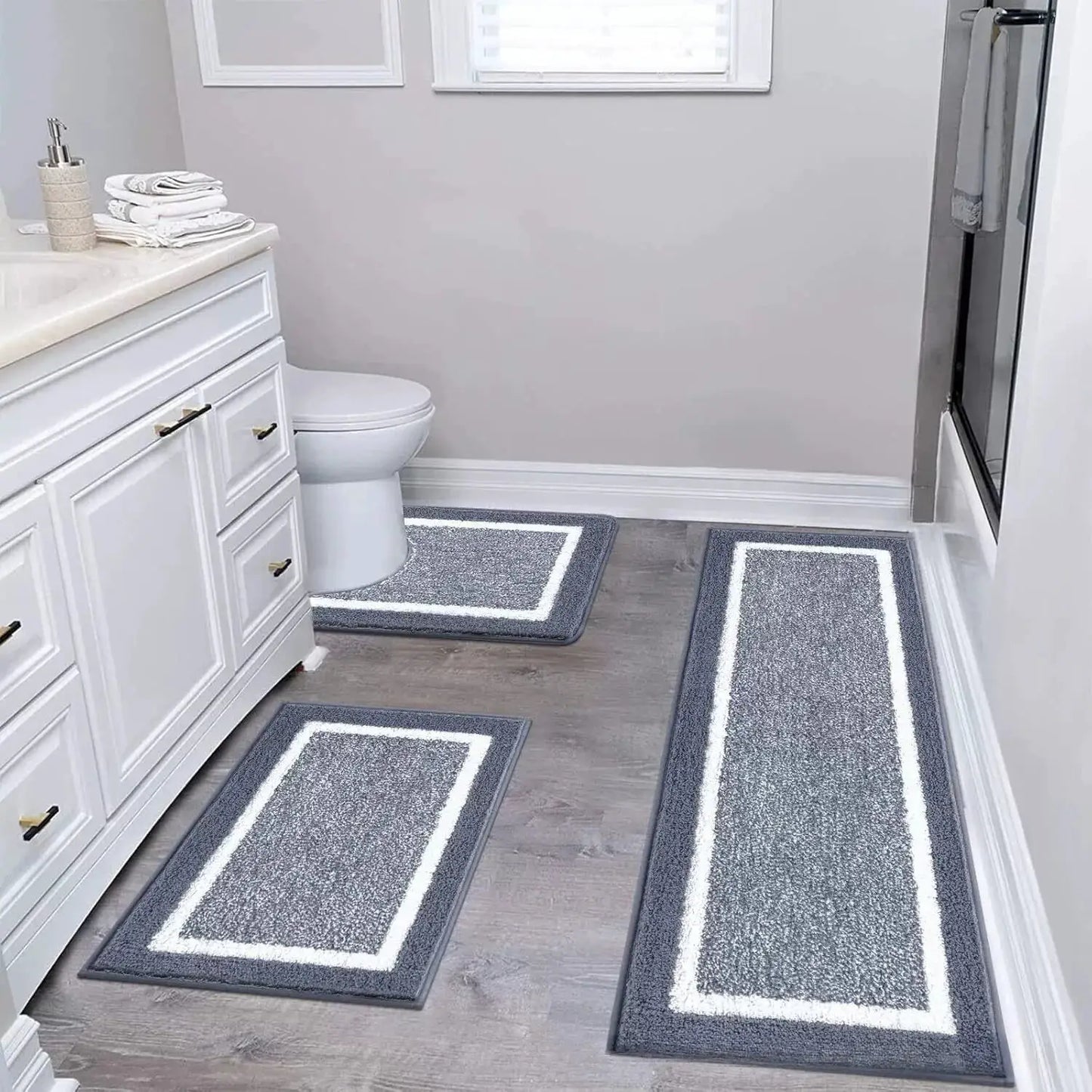 Washable Microfiber Bathroom Rugs Set 3pcs/set Non Slip Absorbent Bath Mats for Bathroom Floor / Shower Mat/ Bathroom Rug/욕실 카펫 from PriceLows™