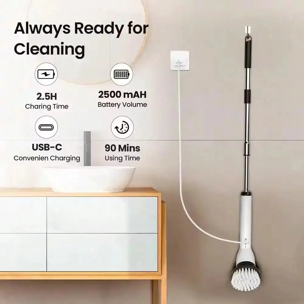 Electric Cleaning Brush | Rotating Head | IPX7 Waterproof | 9 Brush Heads