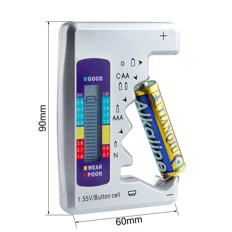 Digital Lithium Battery Capacity Tester Checkered Load Analyzer Display Check AAA AA Button Cell Universal Voltage Test from PriceLows™