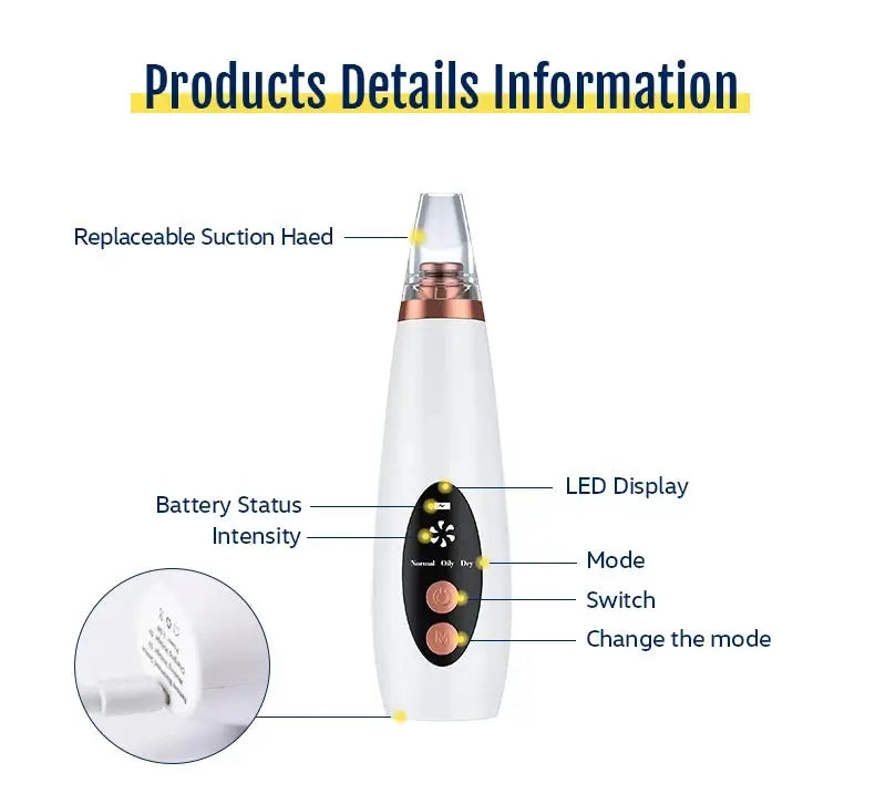 Blackhead Remover Pore Vacuum Electric Comedone Acne Extractor Kit Facial Pore Deep Cleaner USB Rechargeable Skin Care Tools from PriceLows™