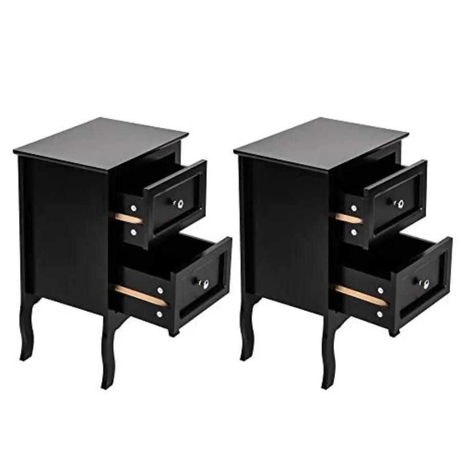 Black Nightstand Set of 2 with 2 Drawers Wood Bed Side Table for Bedroom Small Spaces College Dorm Room Living Room 16W x 12D x from PriceLows™