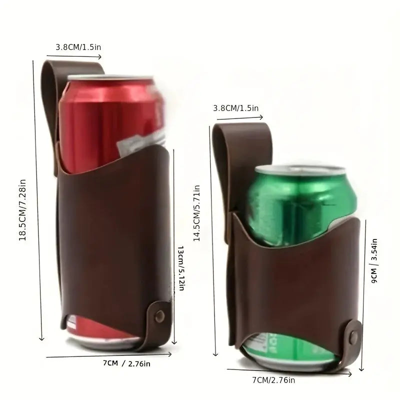 1pc PU Leather Beer Can Holder, Adjustable Waist Belt for 330ml/500ml, Waterproof Men's Outdoor Travel Accessory from PriceLows™
