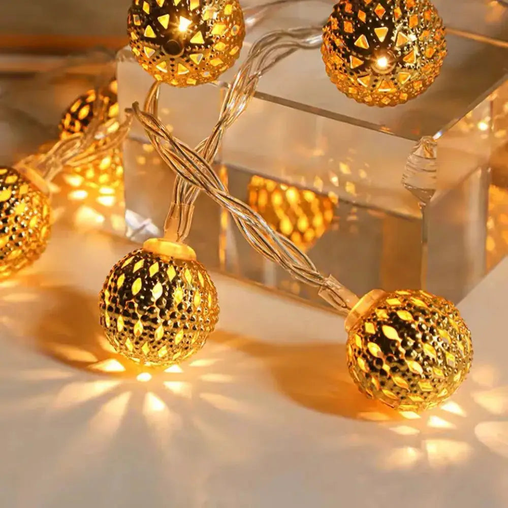1PC 1.5M/3M Battery Powered Moroccan Ball Lamp String, Indoor and Outdoor Lights, used for Wedding, Party, Festivals, Birthday from PriceLows™