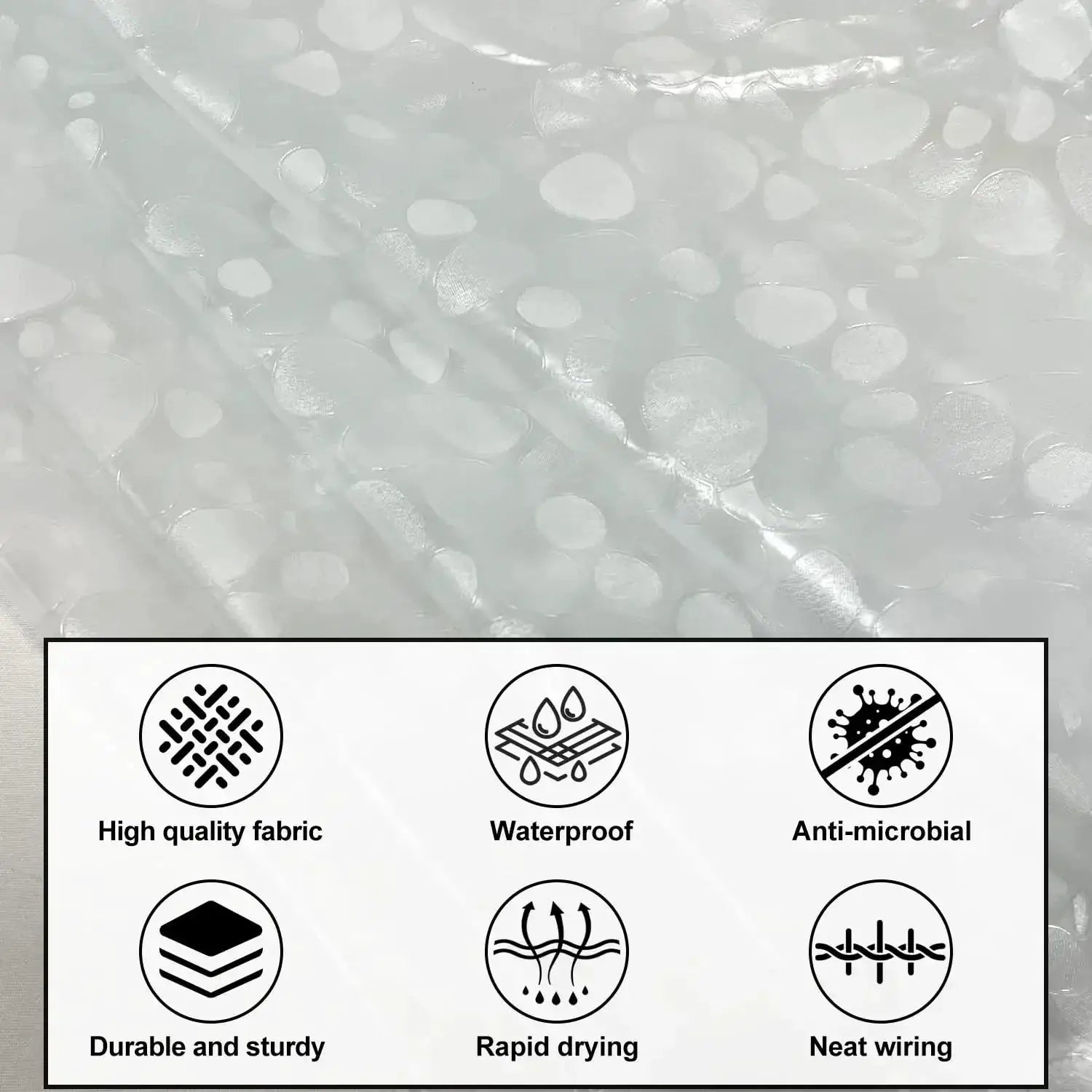 3D Pebble Clear Shower Curtain Liner with Magnets & Hooks, Fashion Plastic Bathroom Curtain for Bathtubs Bath Decor from PriceLows™