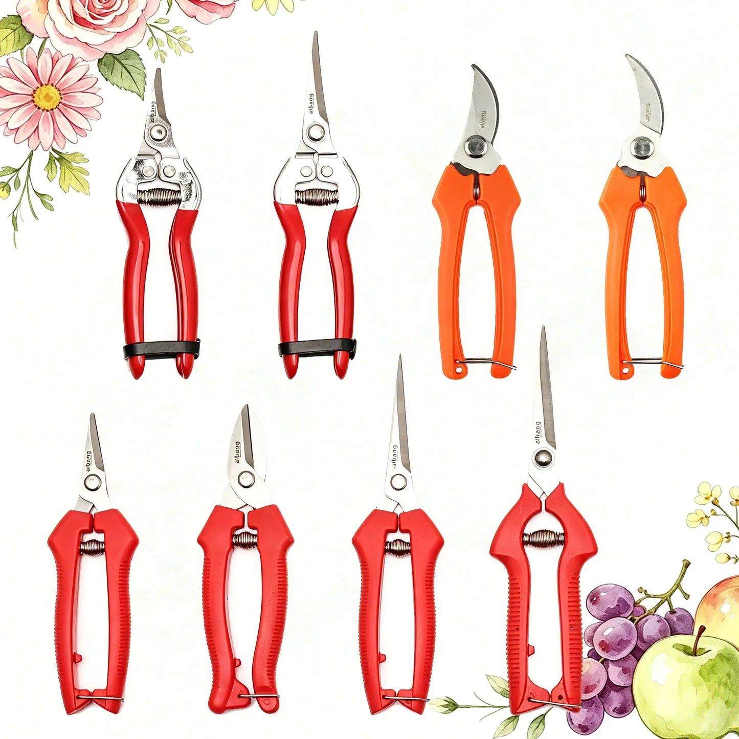 Stainless Steel Pruning Shears | Locking Blade | Grape Fruit Gardening