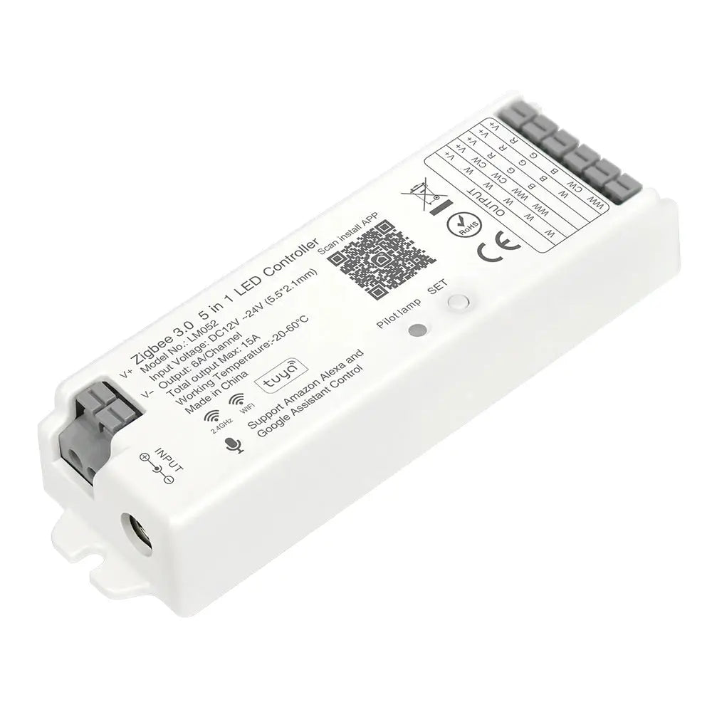 New 5 In 1 Tuya Zigbee 3.0 Led Controller Hue Bridge Alexa Voice Control for Singel Color CCT RGB RGBW RGBCCT Led Strip Use from PriceLows™