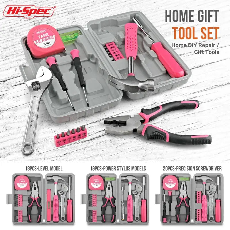 Hi-Spec 18/19/20/39PCS Pink DIY Home Tool Kit With Hammer Wrench Plier Multifunctional tools Hand Tools Set for Women & Car Care from PriceLows™