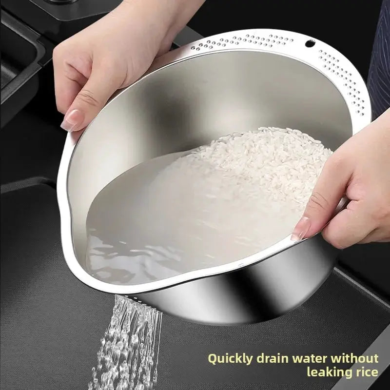 Rice Washer Strainer Bowl Stainless Steel 304Rice Washing Bow Rice Sieve Colander Fruit AndVegetable Strainer Kitchen Tools from PriceLows™