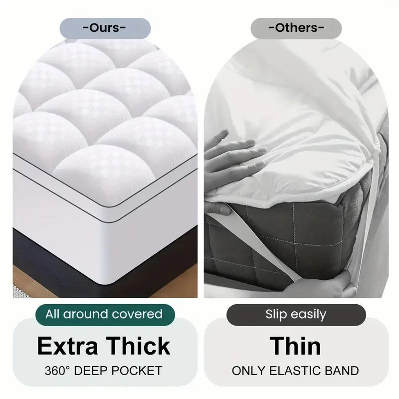 Mattress Topper Cover | 1000Gsm Cooling | Fitted 8-21 Deep Pocket | Washable