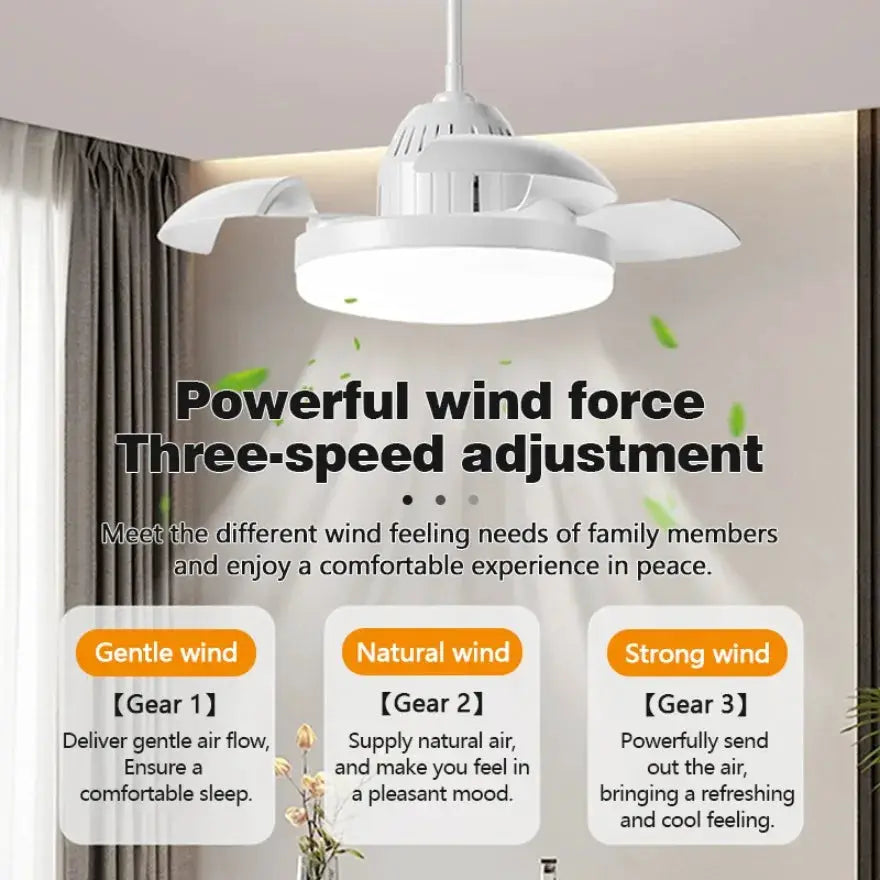 Invisible Ceiling Fan | With Light | E27 Base | Retractable Blades
