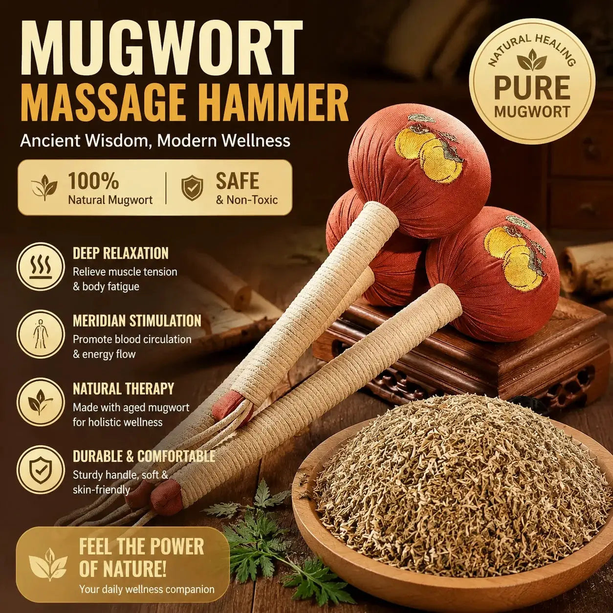 Moxibustion Massage Hammer | Hand Held Tool | Moring Therapy | Manual Tapping