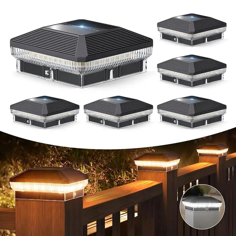 6/12 Pack Solar Post Cap Lights Outdoor with 3 Modes, 40 LEDs 4x4 Fence Post Solar Lights Outdoor Waterproof, 30 Lumens Fence Deck Post Lights Solar Powered for 4x4 3.5x3.5 Vinyl Wooden Post from PriceLows™