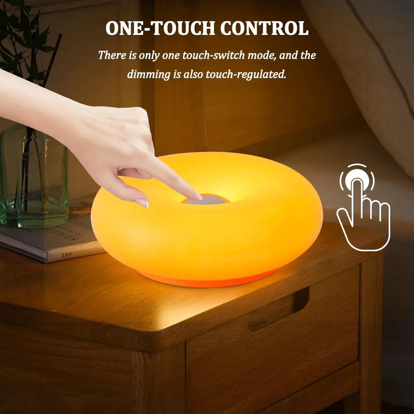 Aesthetic Doughnut LED Night Lamp – Cozy Ambient Light, Touch Control,Warm Color from PriceLows™
