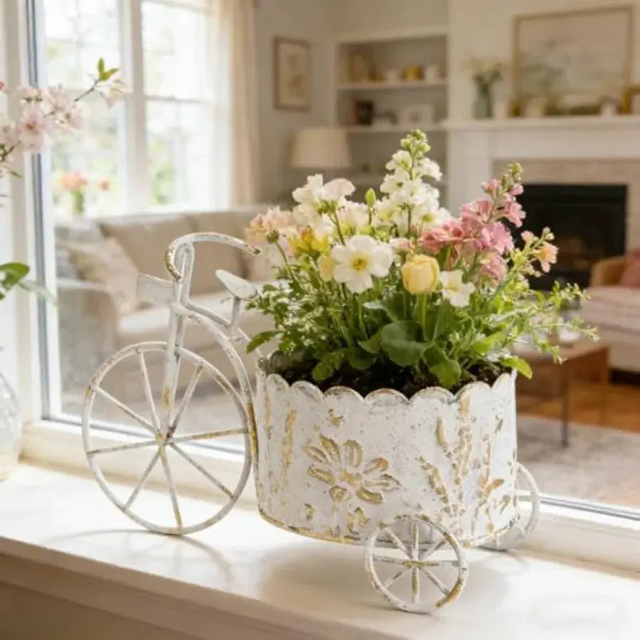 Vintage Metal Bicycle Planter Rustic Distressed Iron Flower Pot Plant Stand for Succulent Cactus Bonsai Herbs Flower Pot Indoor from PriceLows™