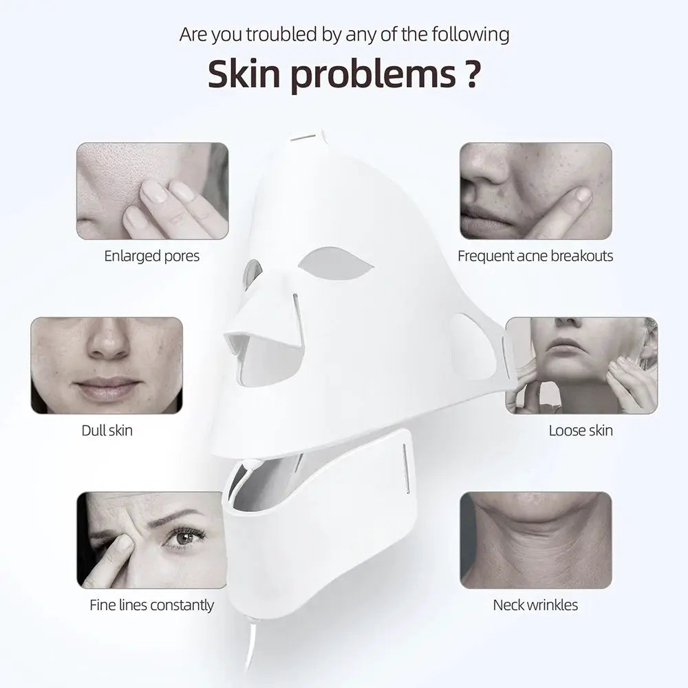 7 Colors Photon Face Neck LED Mask 3D Flexible Silicone Facial Beauty Mask Red Light Infrared Skin Care Repair Skin Wireless Use from PriceLows™