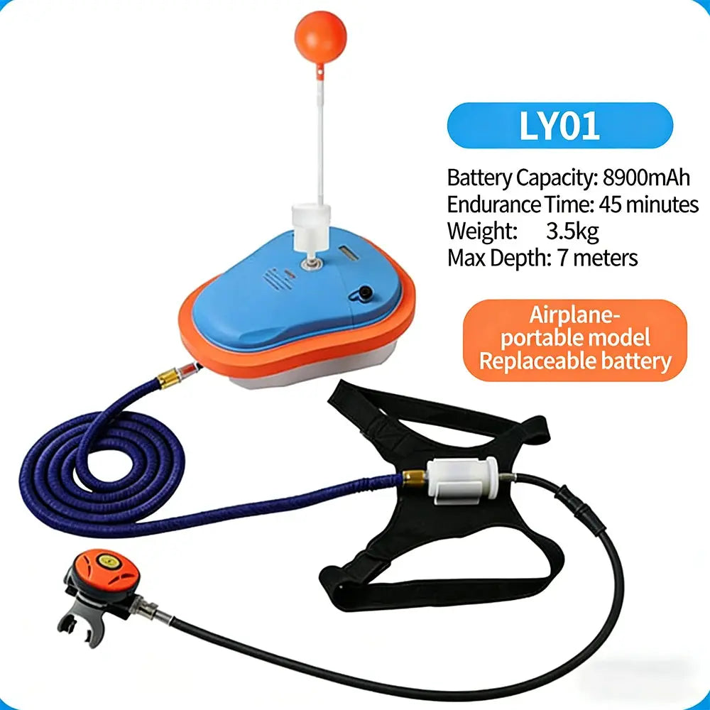 7M Deep Underwater Ventilator, Portable Scuba Diving Snorkel Equipment, Mobile Respirator for Snorkeling & Ice Diving, 1H from PriceLows™