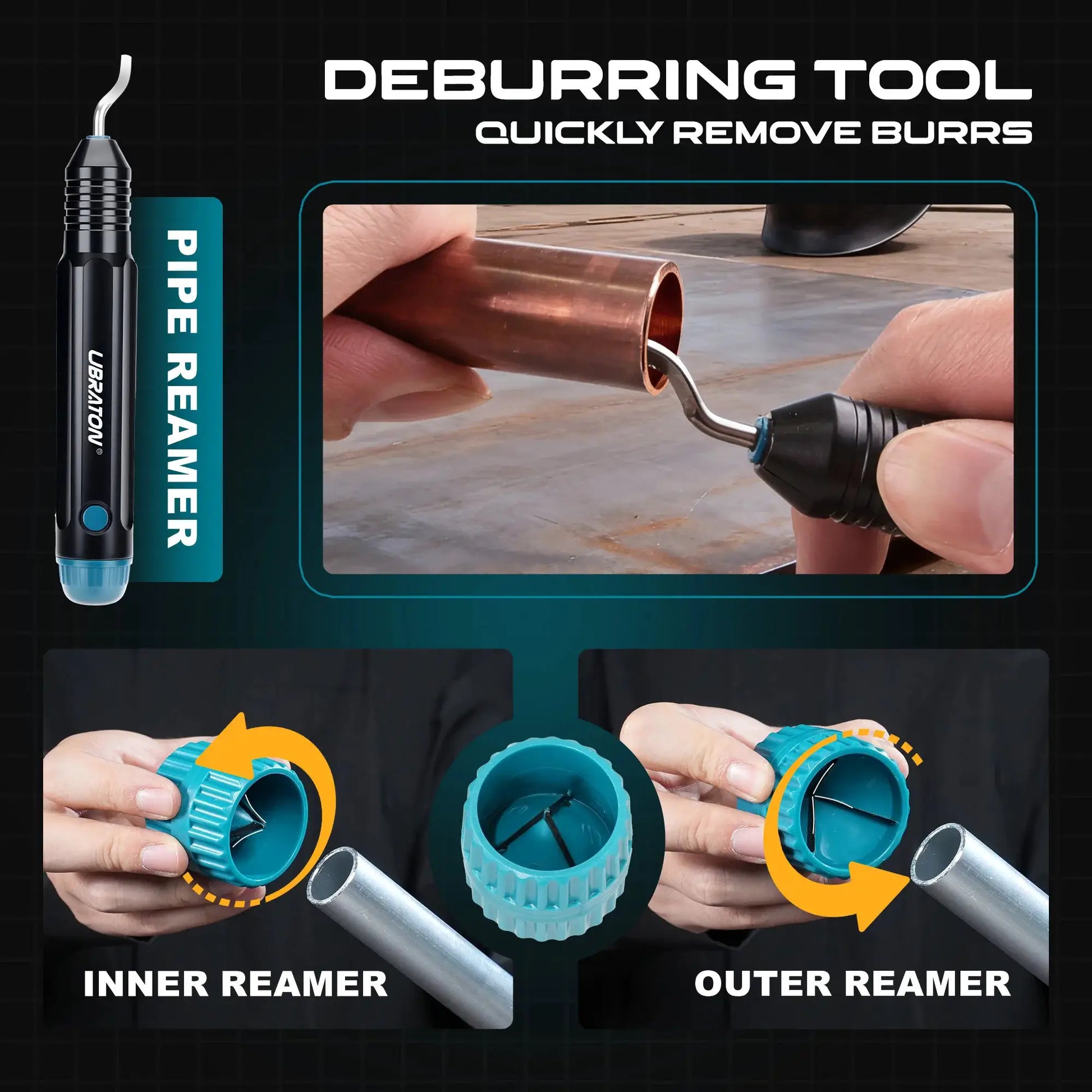 LIBRATON 5PCS Tube Cutting Set Heavy-Duty Copper Tube Cutters PEX Pipe Cutter Deburring Tool & Pipe Reamer for Copper, PEX, PVC from PriceLows™