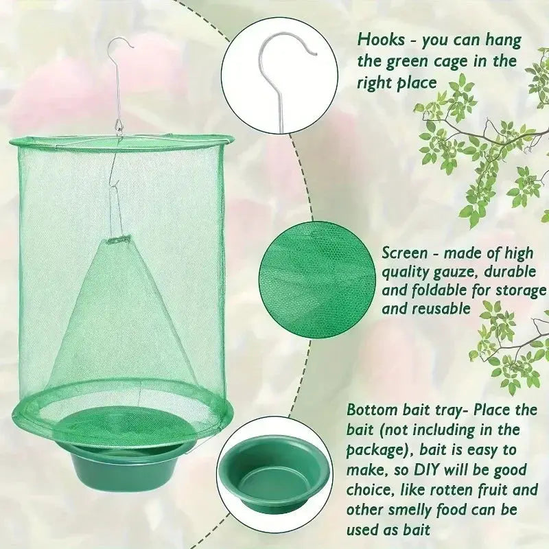 1pc Versatile Fly Trap Cage Outdoor Insect Catcher Killer Pest Control Reusable Hanging Flytrap Cage Net Traps from PriceLows™
